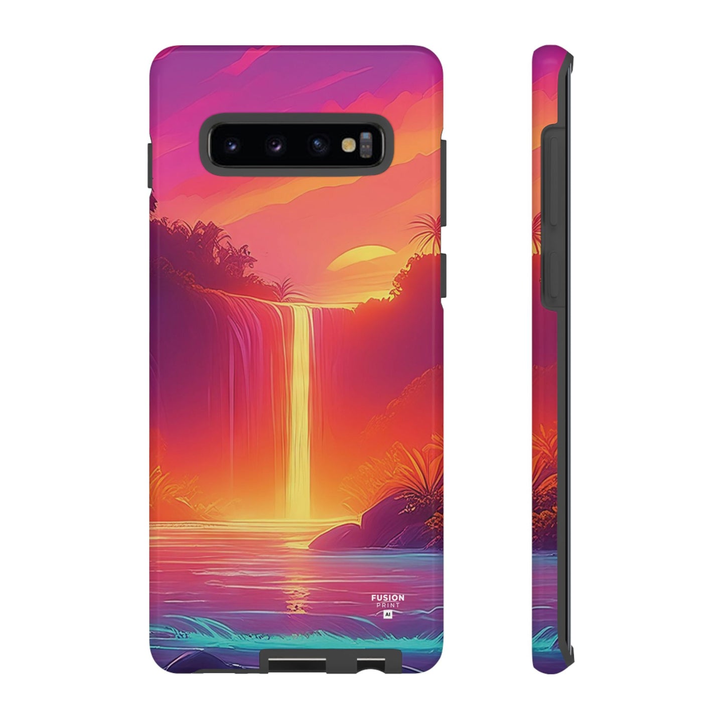 Synth-Wave Waterfall Sunrise Phone Case