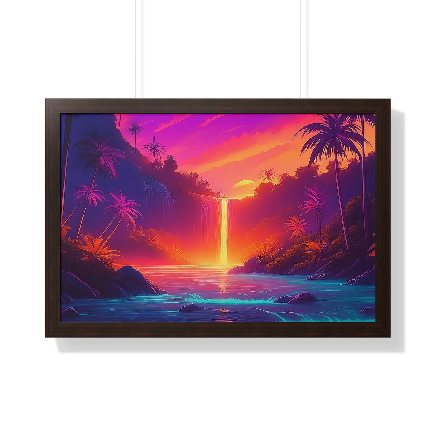 Synth-wave Jungle - Framed Horizontal Poster