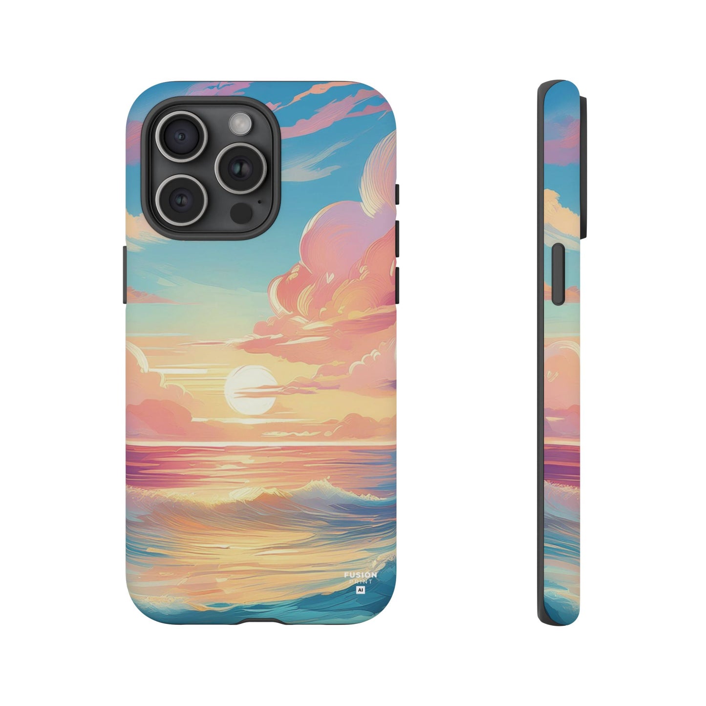 Pop Art Pastel Sky with Clouds Above the Ocean Phone Case