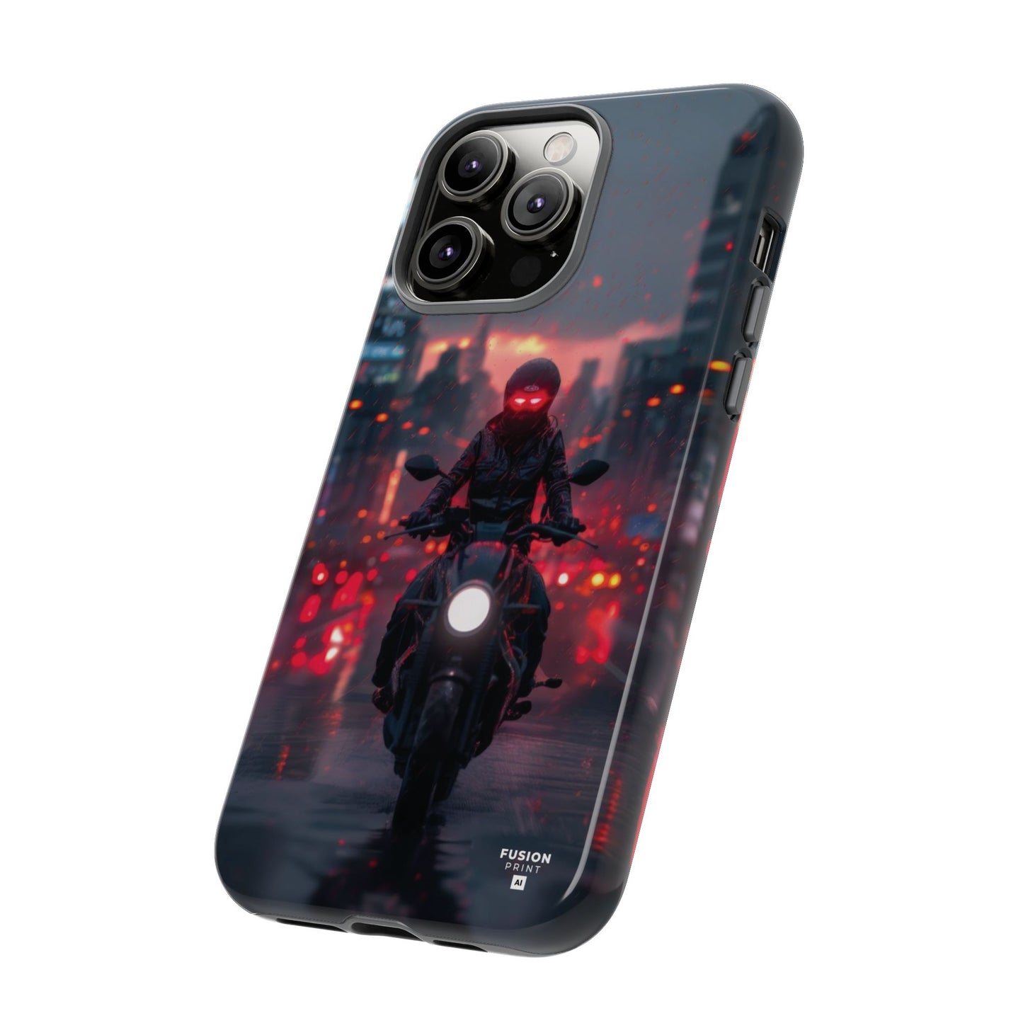 Futuristic Biker in the City Phone Case