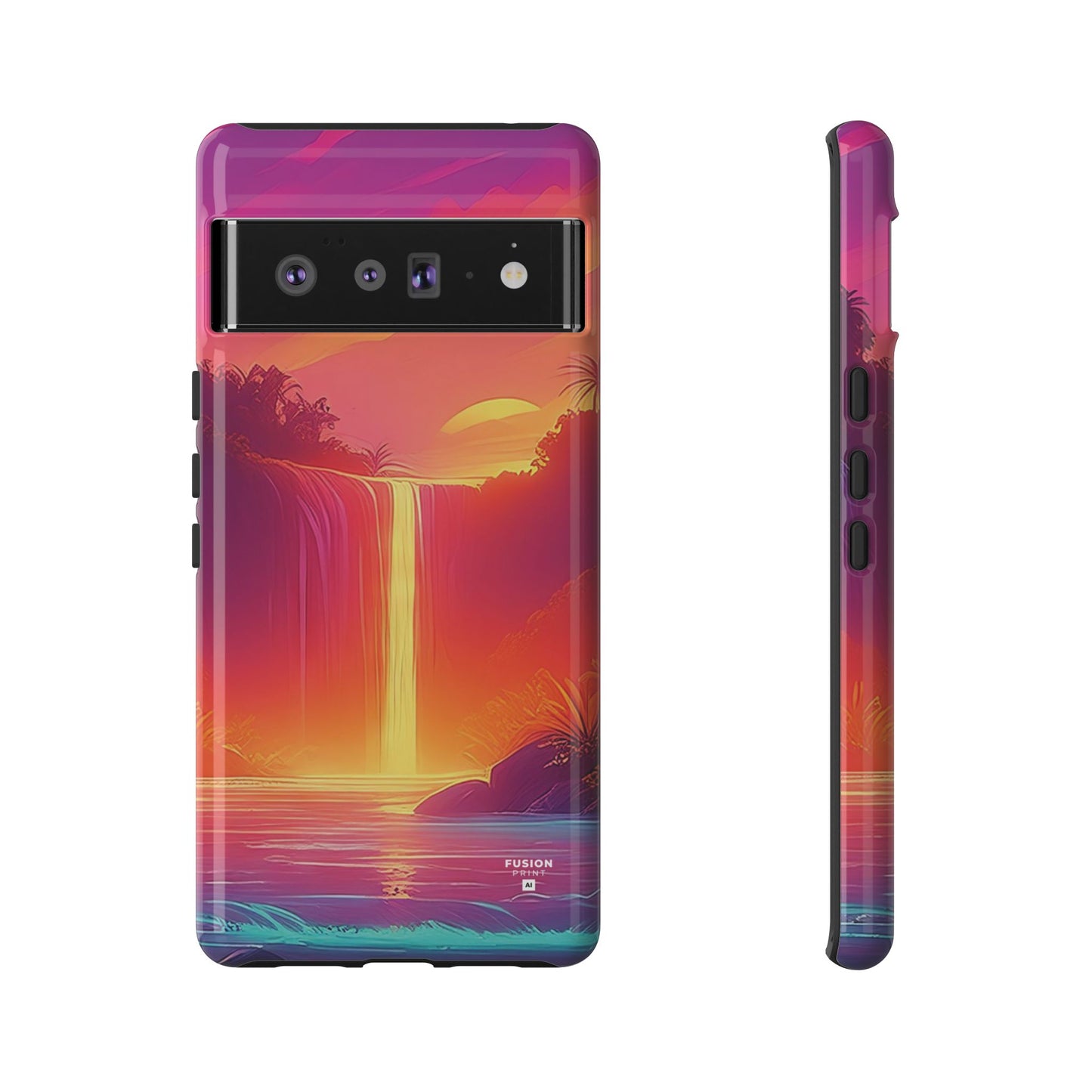 Synth-Wave Waterfall Sunrise Phone Case