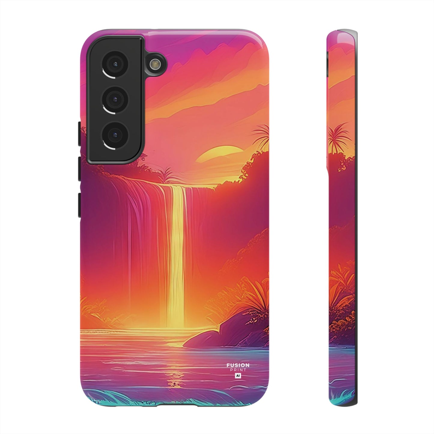 Synth-Wave Waterfall Sunrise Phone Case