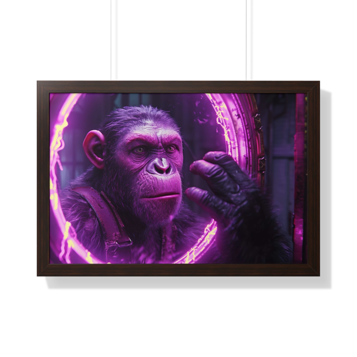 Primate Gazes into the Looking Glass - Version 1 - Framed Horizontal Poster