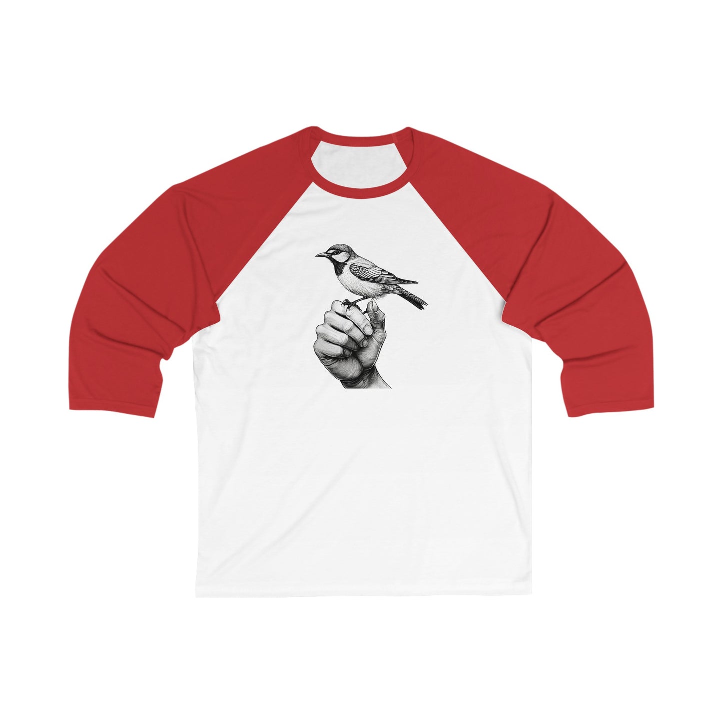 Bird on a Hand - Unisex 3\4 Sleeve Baseball Tee