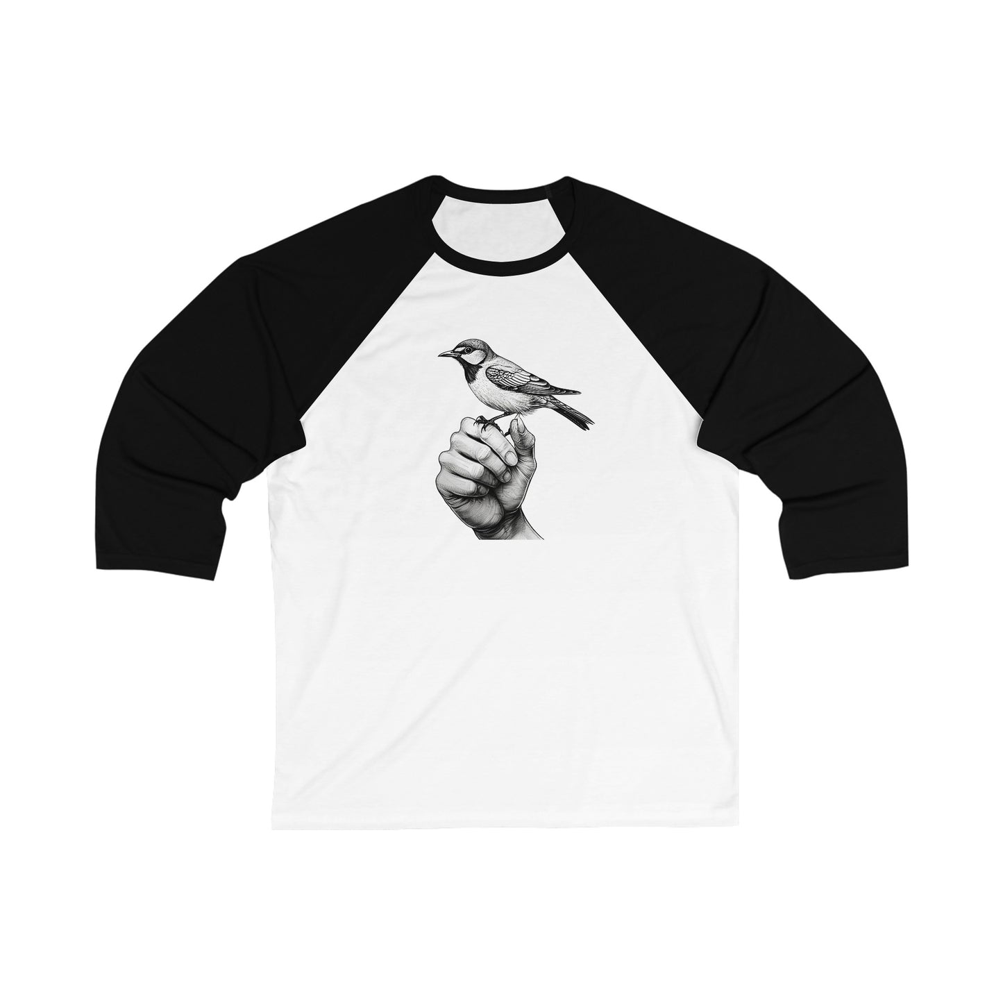 Bird on a Hand - Unisex 3\4 Sleeve Baseball Tee