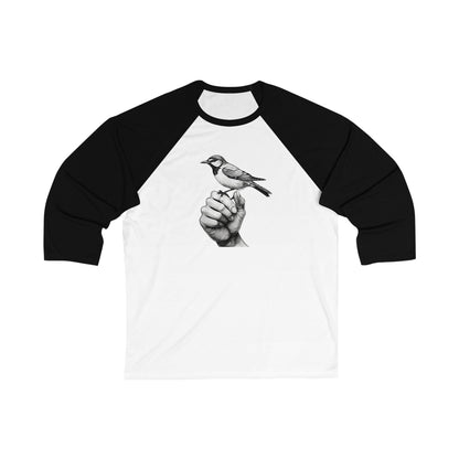 Bird on a Hand - Unisex 3\4 Sleeve Baseball Tee