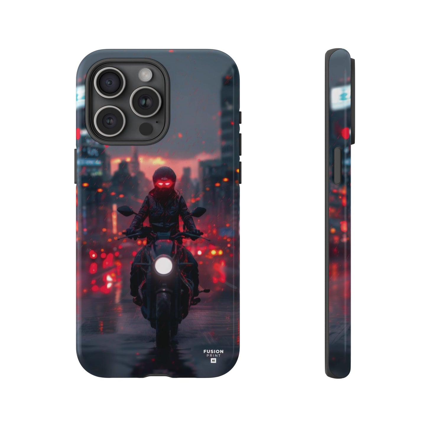 Futuristic Biker in the City Phone Case