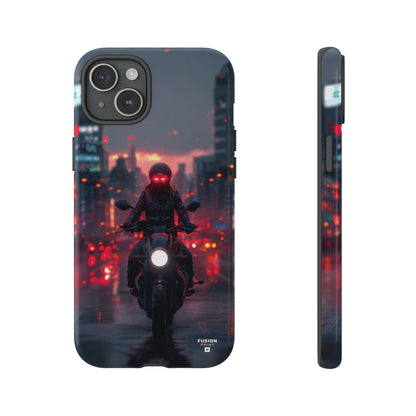 Futuristic Biker in the City Phone Case