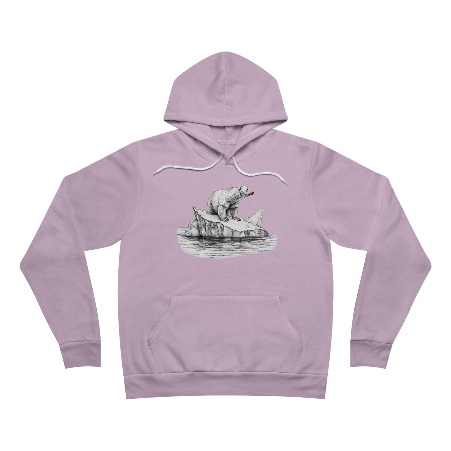 Polar Bear Floats on Iceberg - Unisex Sponge Fleece Pullover Hoodie