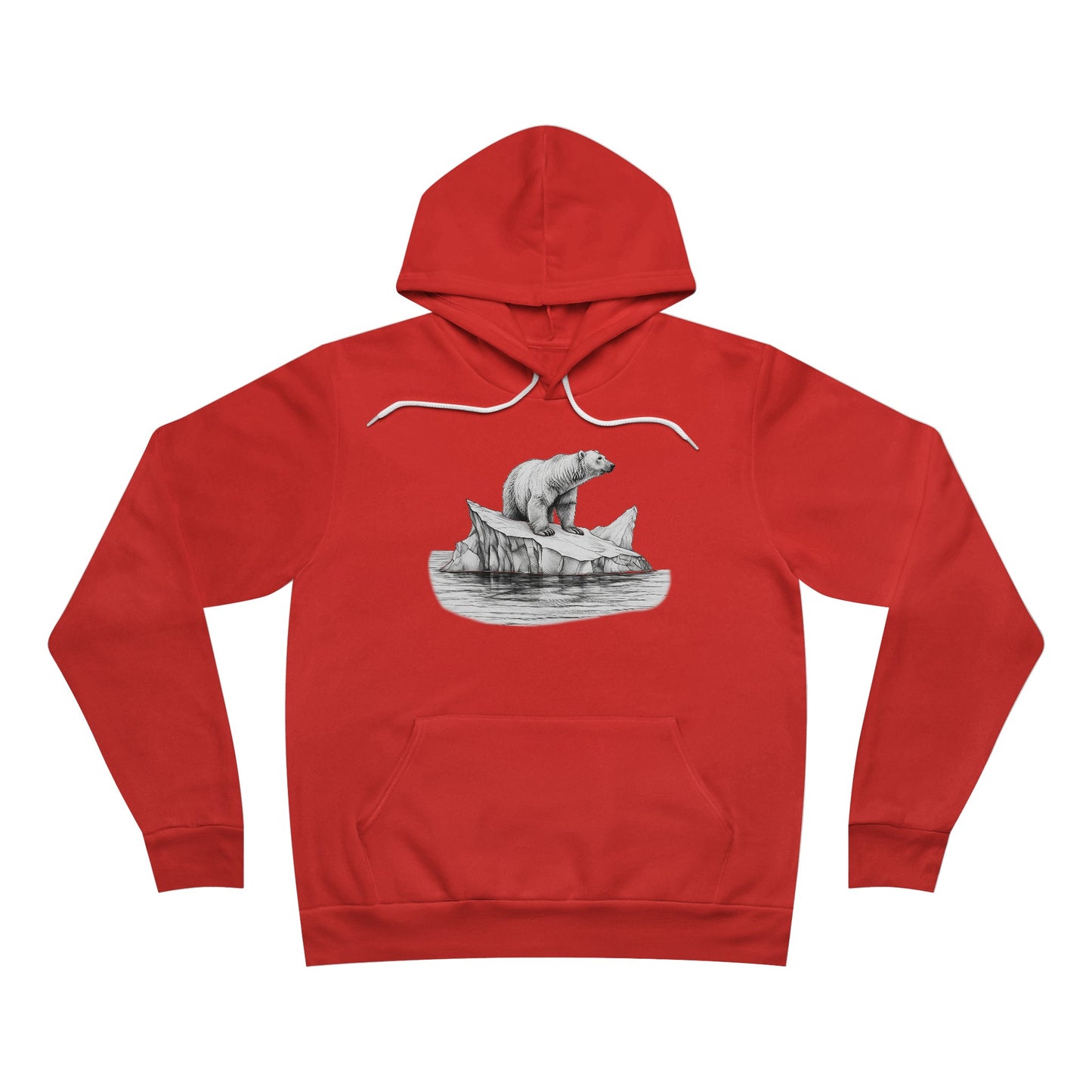 Polar Bear Floats on Iceberg - Unisex Sponge Fleece Pullover Hoodie