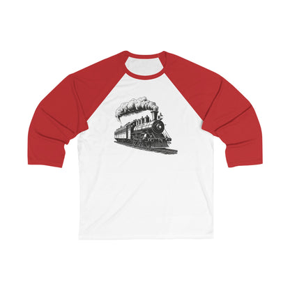 "Choo Choo" Vintage Steam Engine - Unisex 3\4 Sleeve Baseball Tee