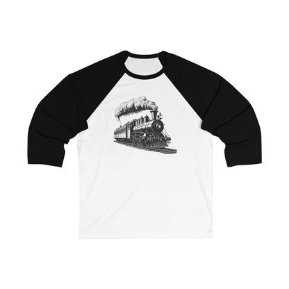 "Choo Choo" Vintage Steam Engine - Unisex 3\4 Sleeve Baseball Tee