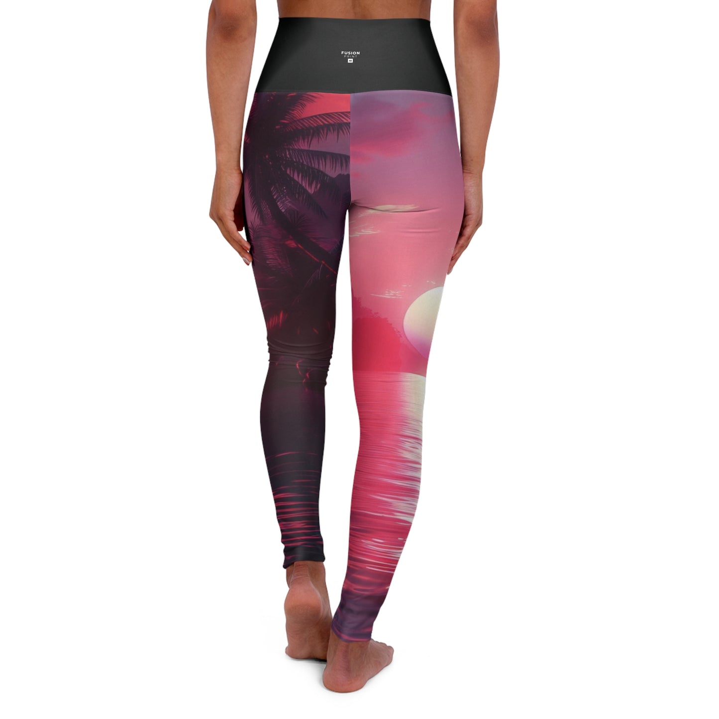 Synth-Wave Sunrise - High Waisted Yoga Leggings