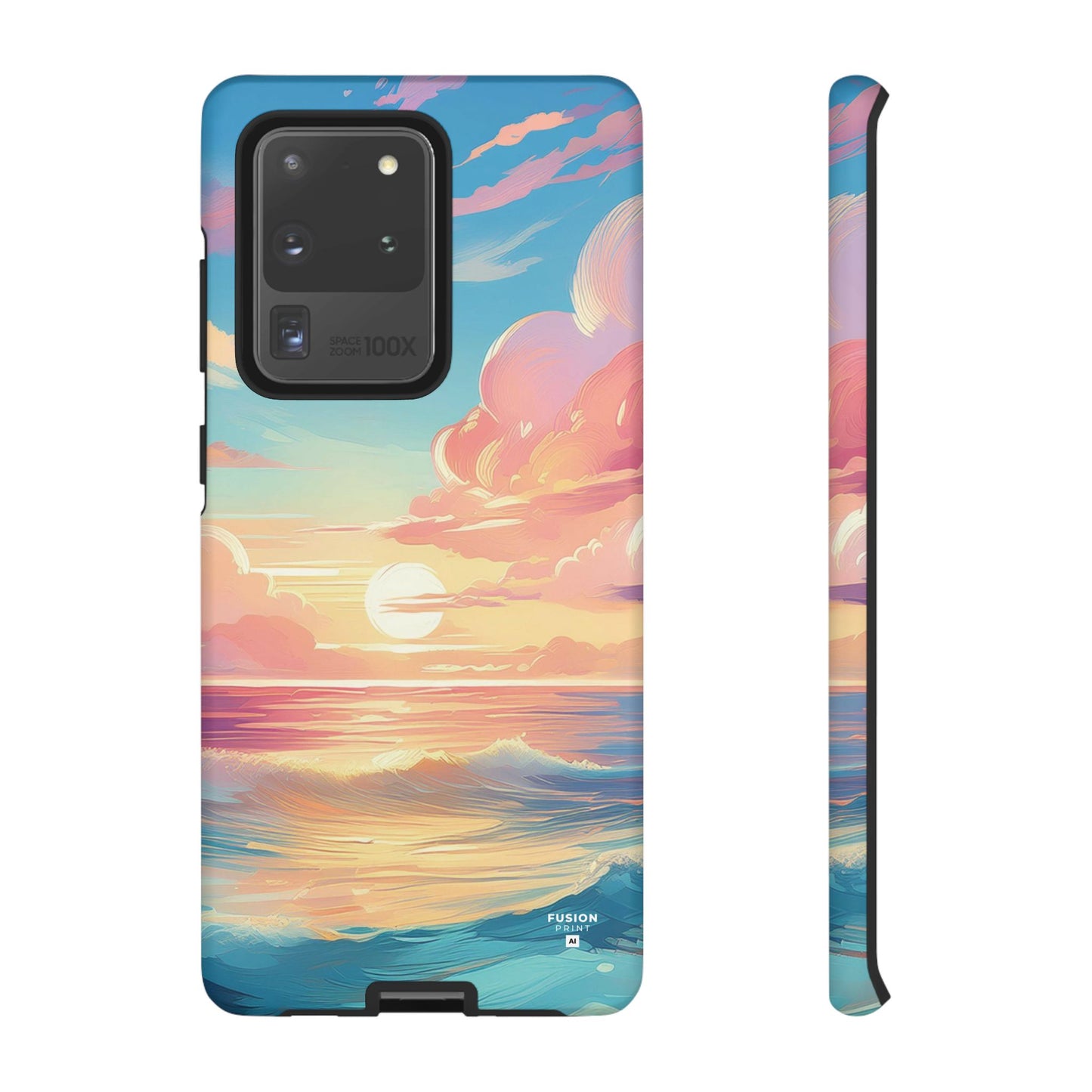 Pop Art Pastel Sky with Clouds Above the Ocean Phone Case