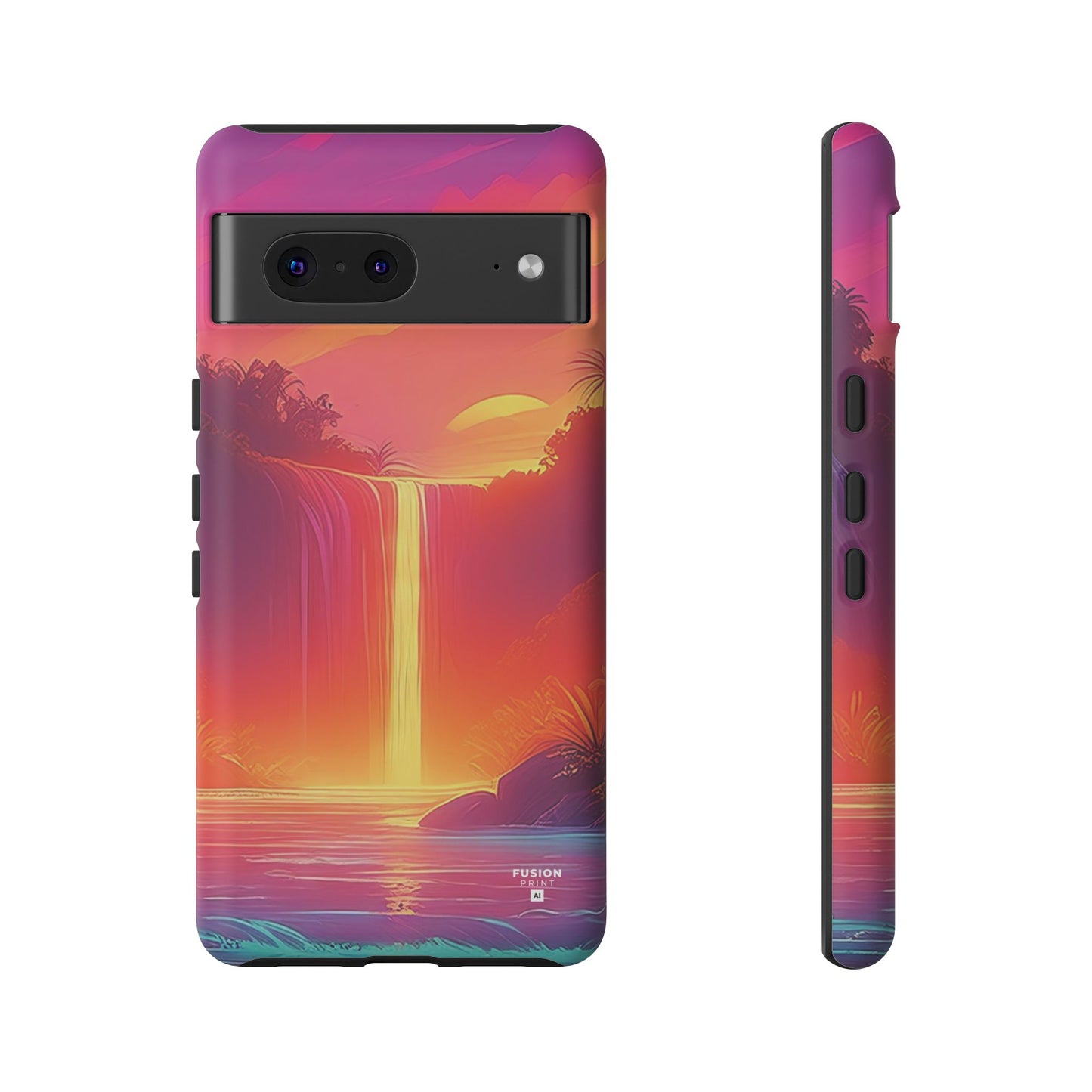 Synth-Wave Waterfall Sunrise Phone Case