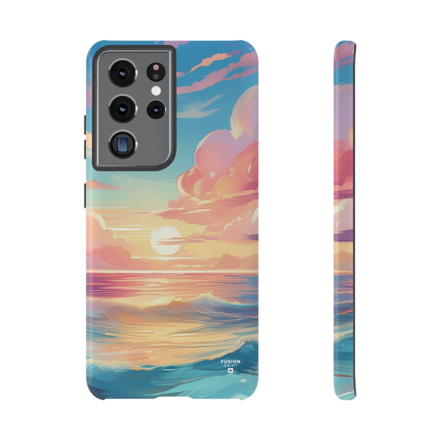 Pop Art Pastel Sky with Clouds Above the Ocean Phone Case