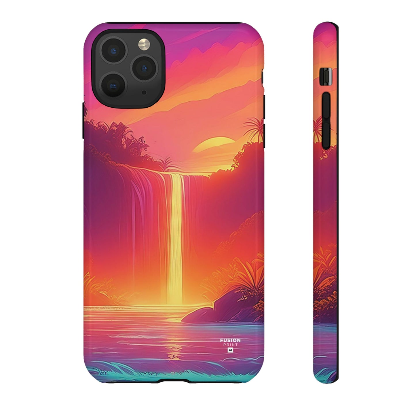 Synth-Wave Waterfall Sunrise Phone Case