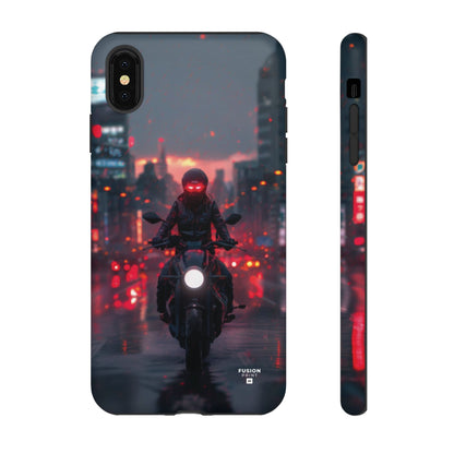 Futuristic Biker in the City Phone Case