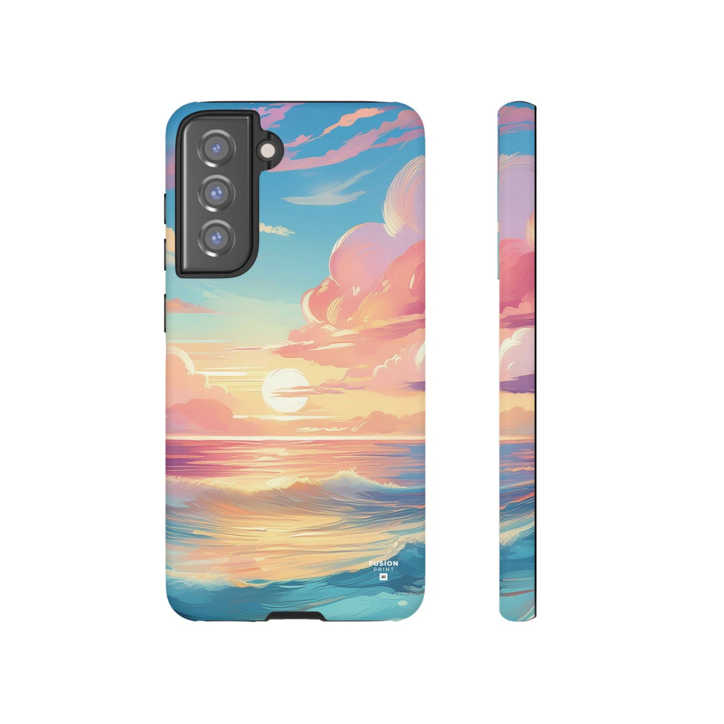 Pop Art Pastel Sky with Clouds Above the Ocean Phone Case