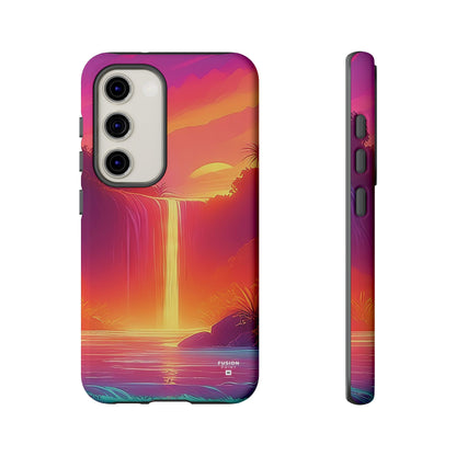 Synth-Wave Waterfall Sunrise Phone Case