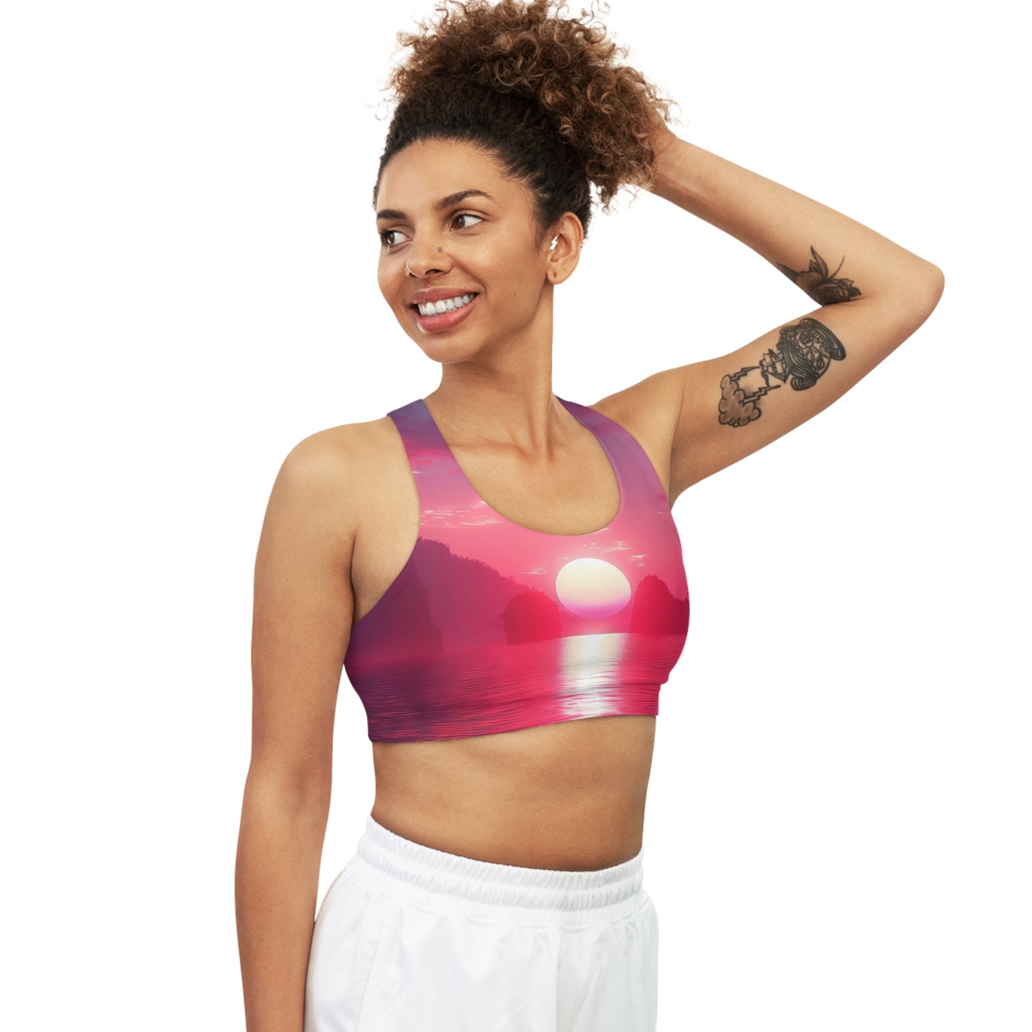 Synth-Wave Sunrise - Seamless Sports Bra