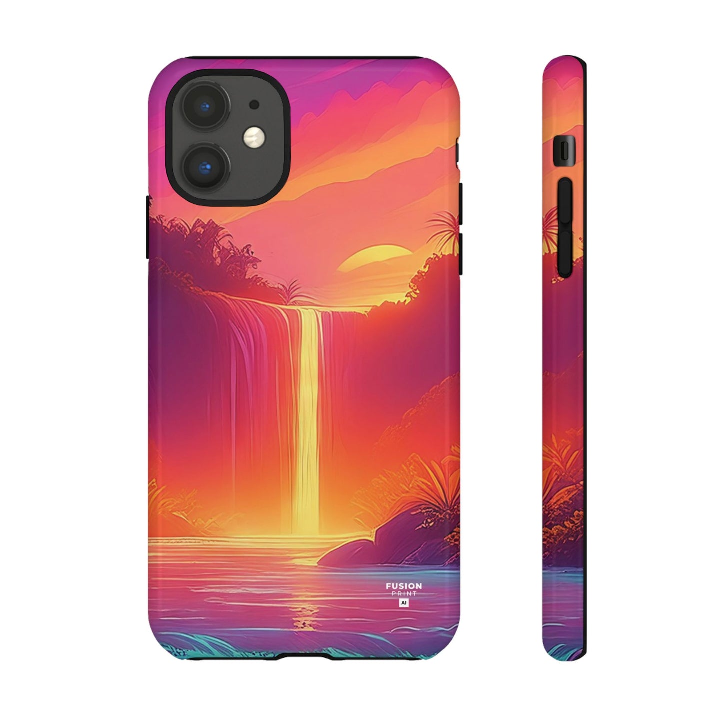 Synth-Wave Waterfall Sunrise Phone Case