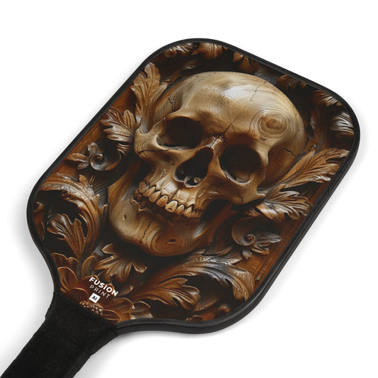 Wooden Skull Carving Pickleball Kit