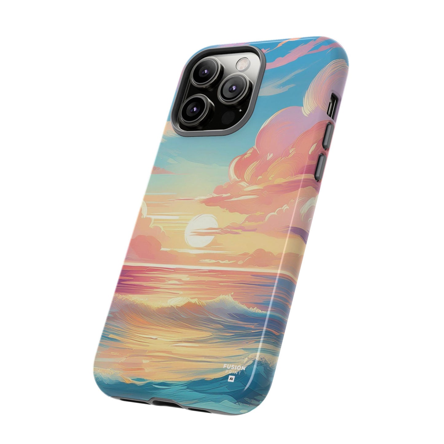 Pop Art Pastel Sky with Clouds Above the Ocean Phone Case