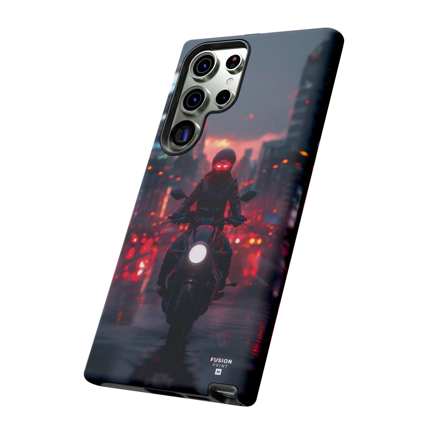 Futuristic Biker in the City Phone Case