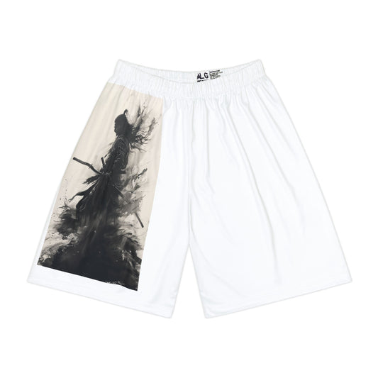 SamurAI Readies for Battle - Men’s Sports Shorts (White)