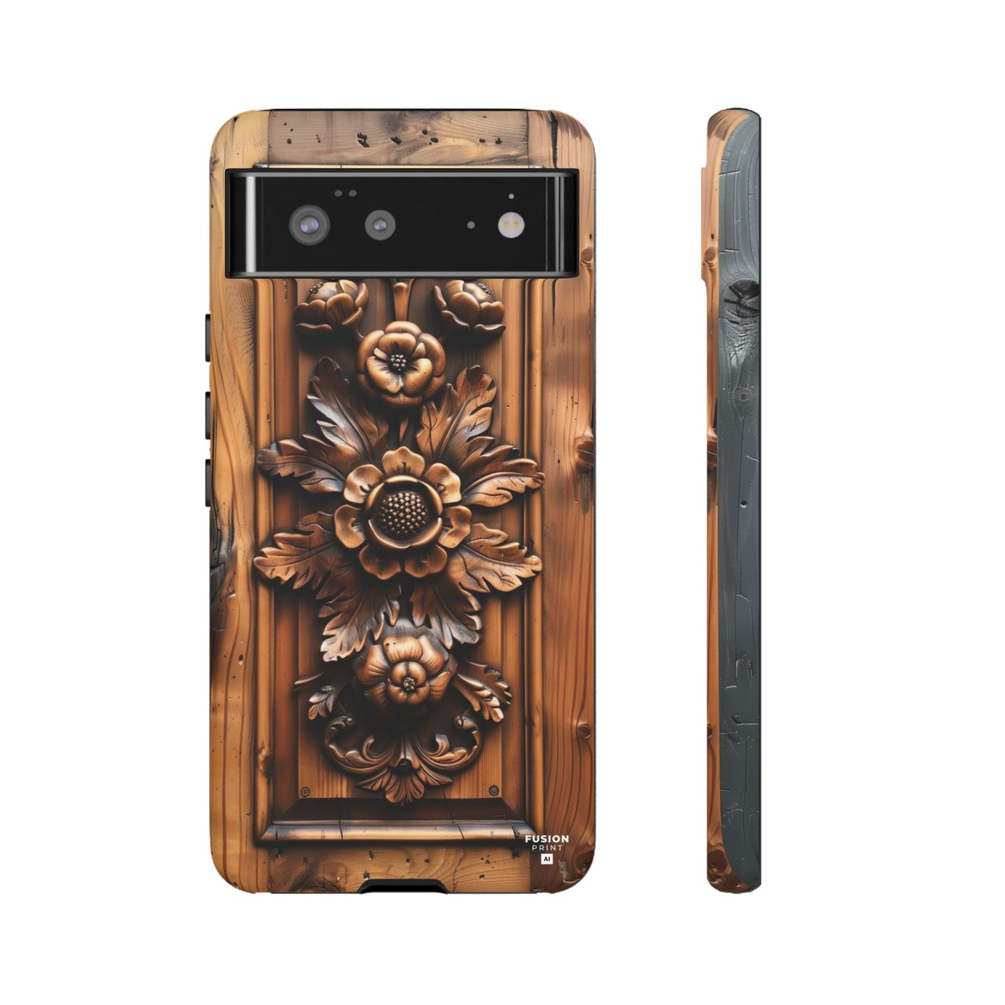 Floret Wood Carving Phone Case