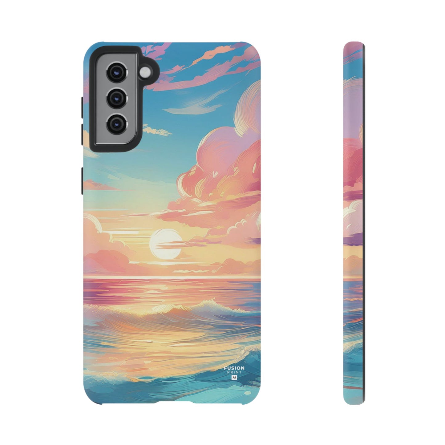 Pop Art Pastel Sky with Clouds Above the Ocean Phone Case