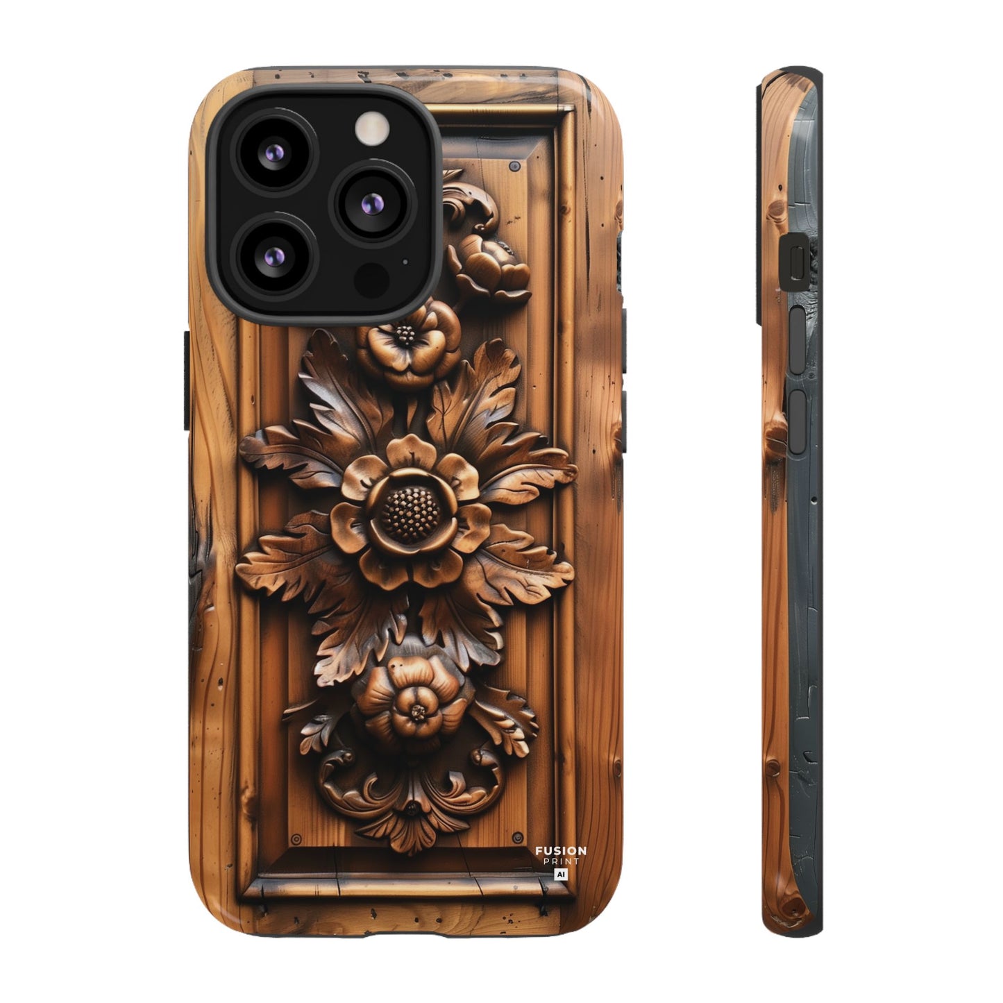 Floret Wood Carving Phone Case