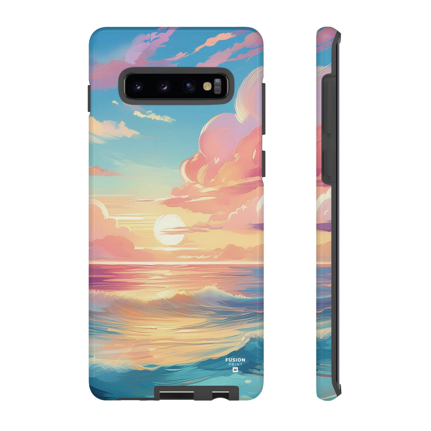 Pop Art Pastel Sky with Clouds Above the Ocean Phone Case