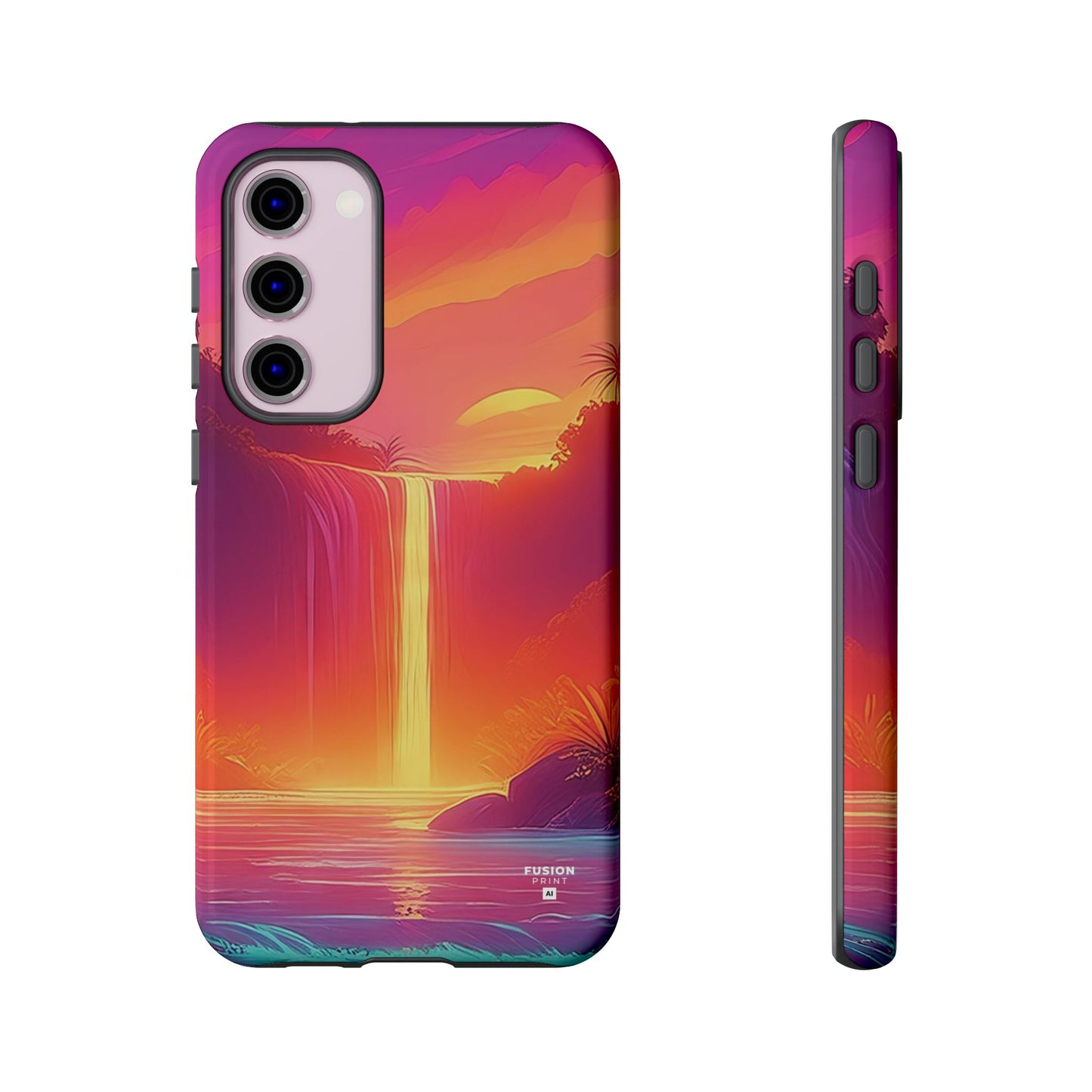 Synth-Wave Waterfall Sunrise Phone Case