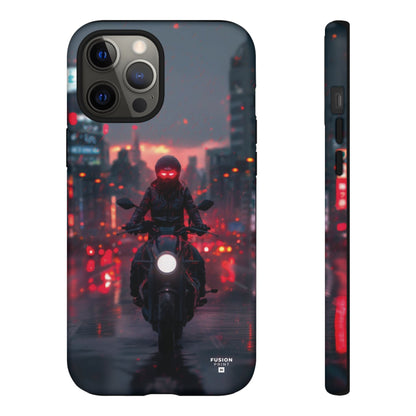 Futuristic Biker in the City Phone Case