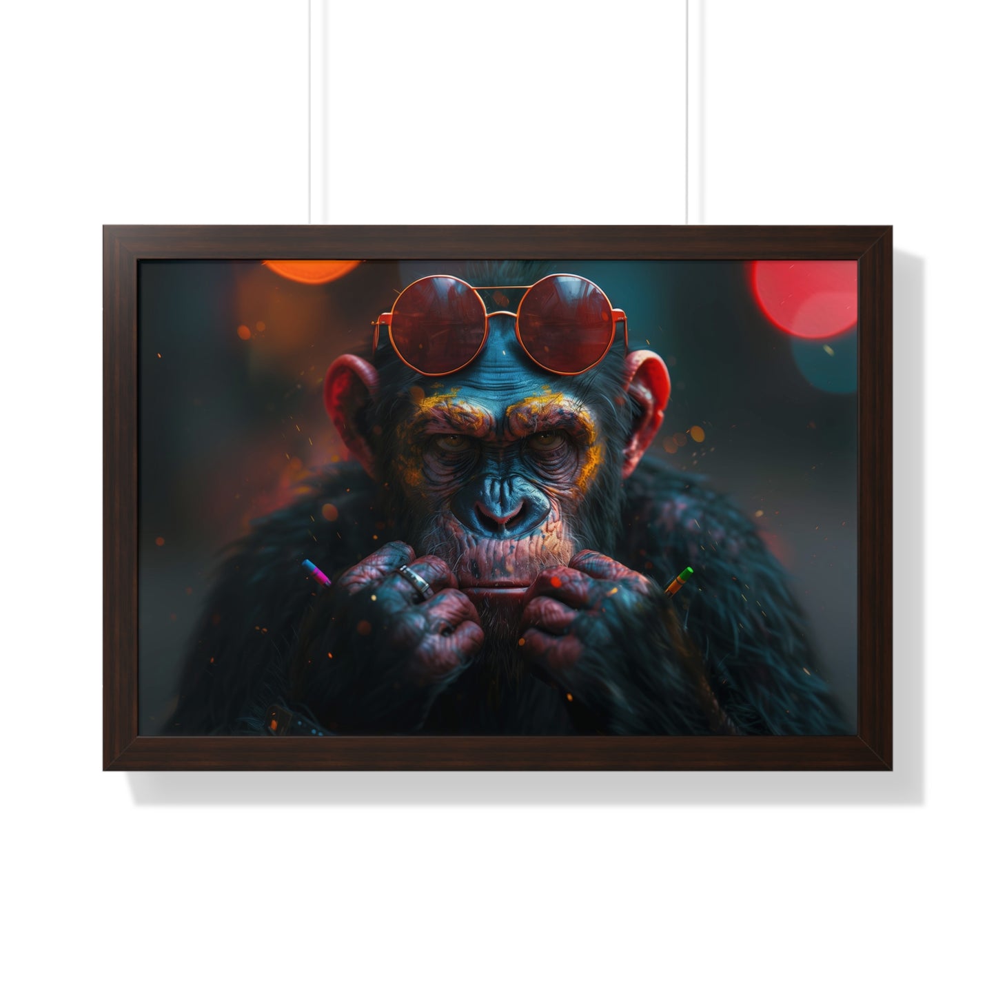 Primate with Crayon - Framed Horizontal Poster