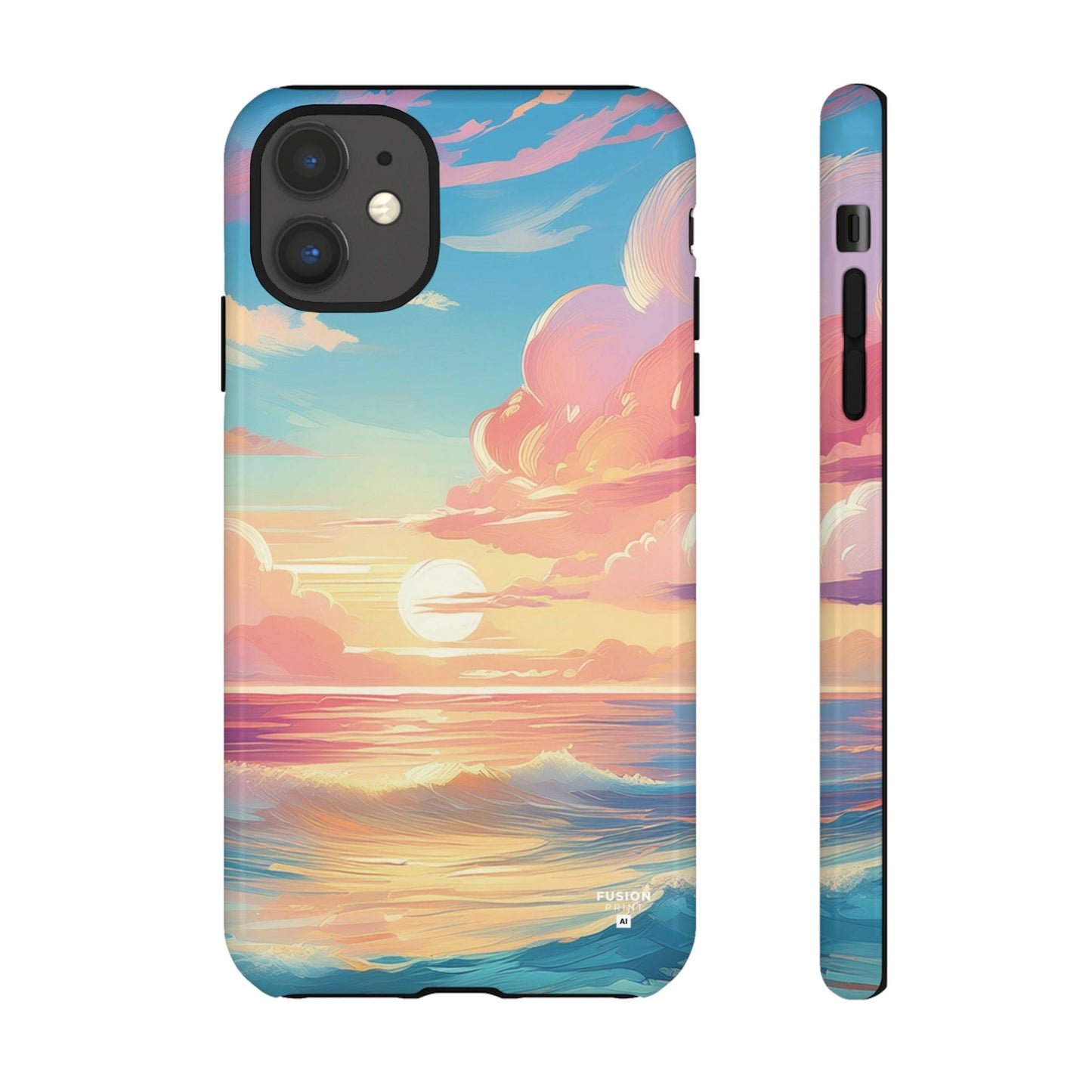 Pop Art Pastel Sky with Clouds Above the Ocean Phone Case