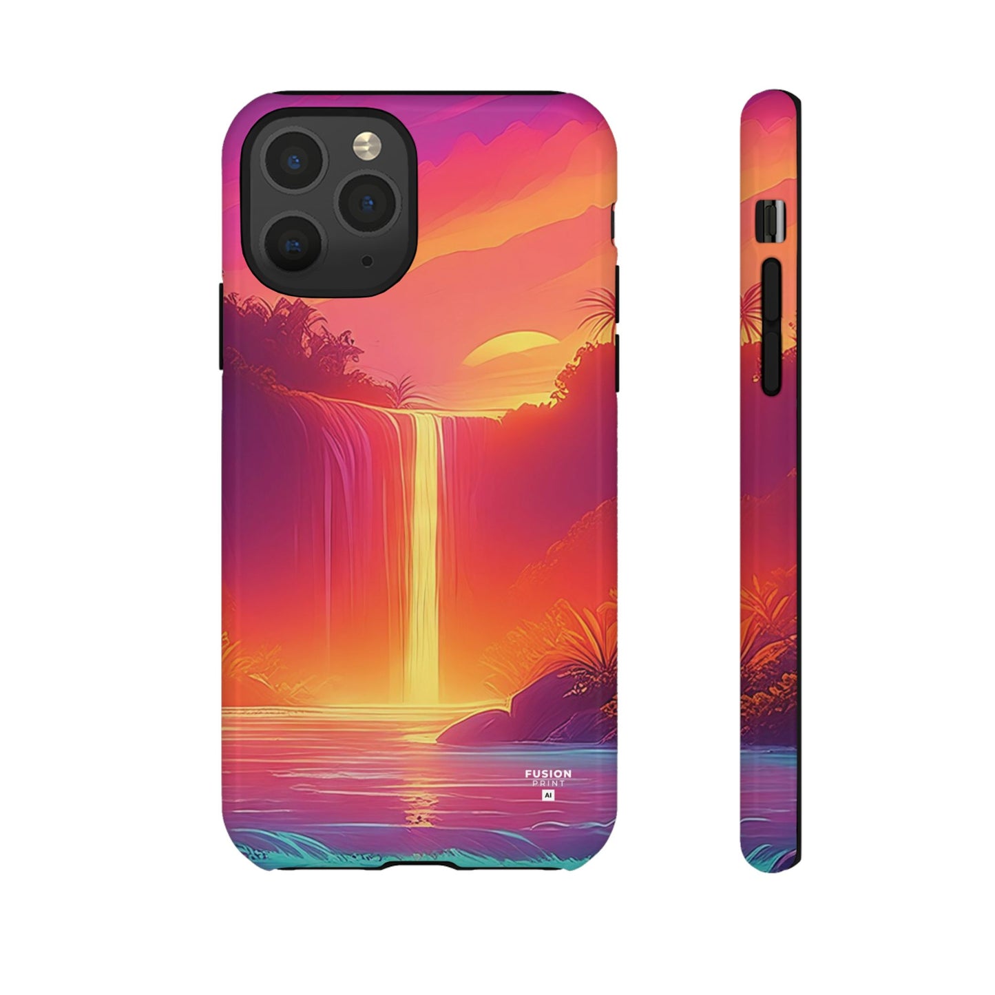 Synth-Wave Waterfall Sunrise Phone Case