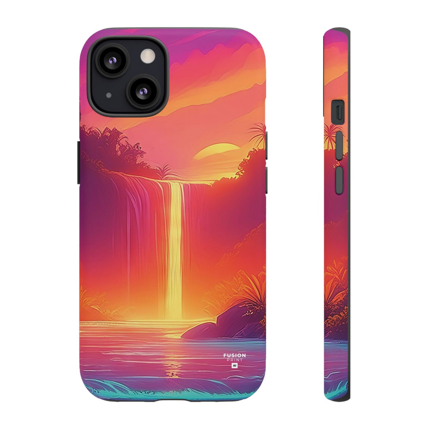 Synth-Wave Waterfall Sunrise Phone Case