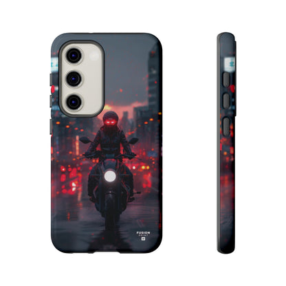 Futuristic Biker in the City Phone Case