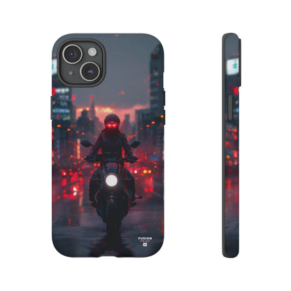 Futuristic Biker in the City Phone Case