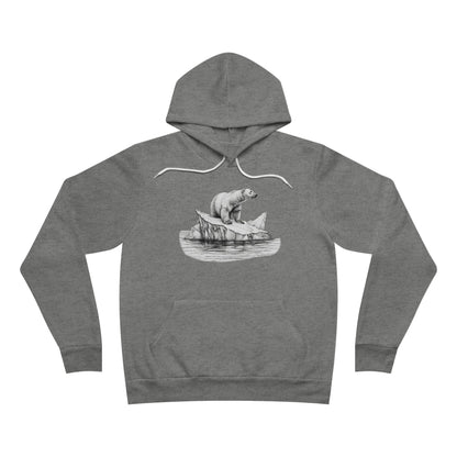 Polar Bear Floats on Iceberg - Unisex Sponge Fleece Pullover Hoodie