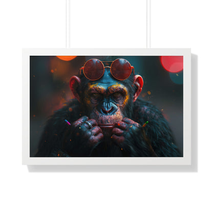 Primate with Crayon - Framed Horizontal Poster