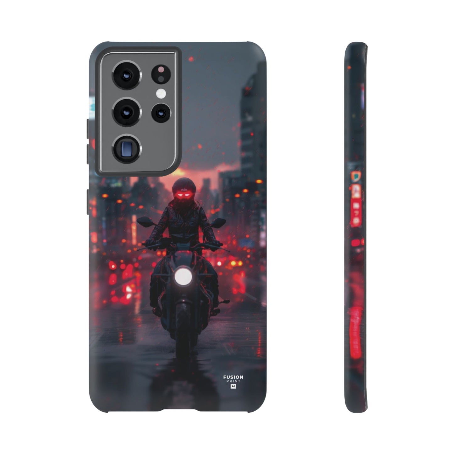 Futuristic Biker in the City Phone Case