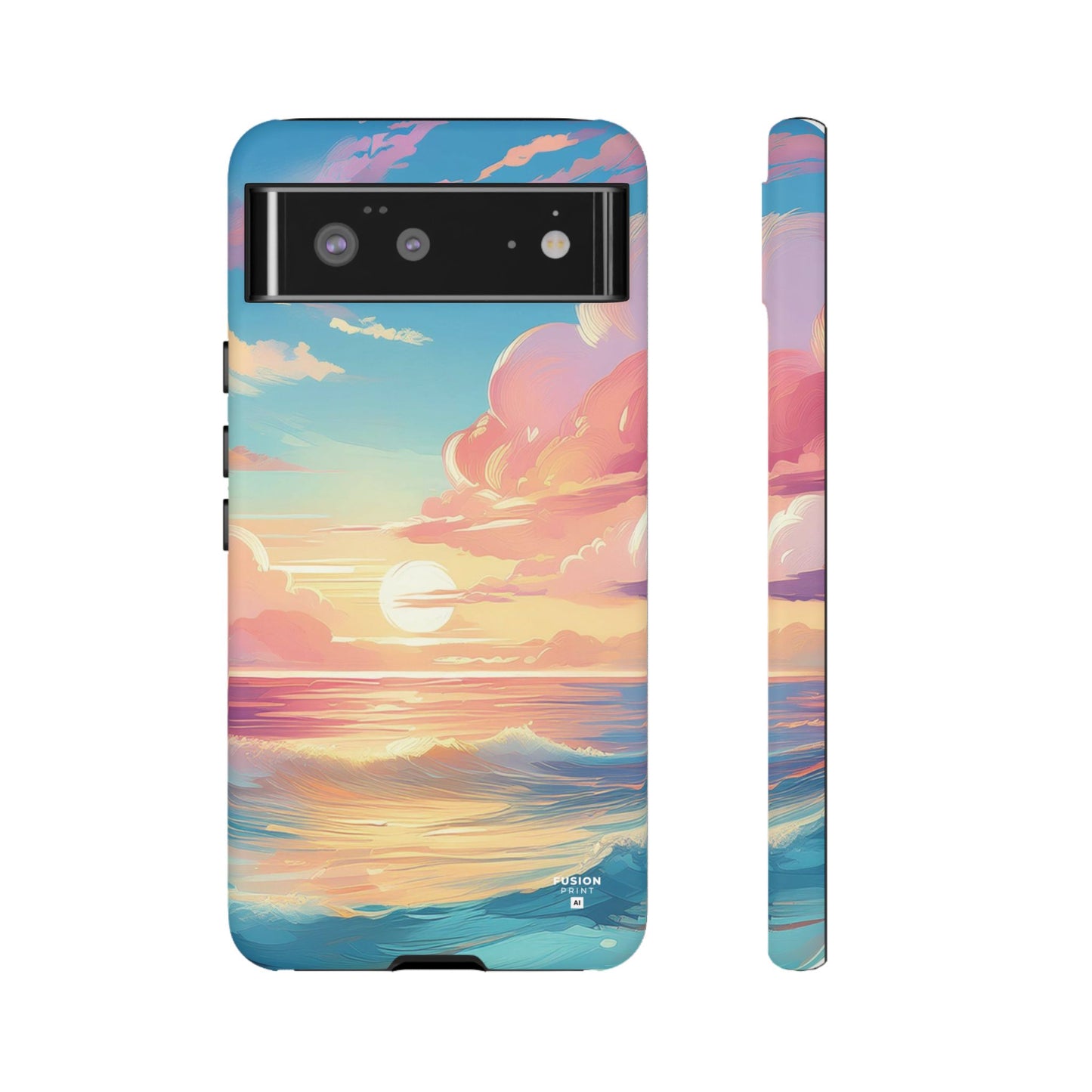 Pop Art Pastel Sky with Clouds Above the Ocean Phone Case