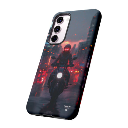 Futuristic Biker in the City Phone Case