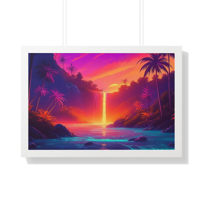 Synth-wave Jungle - Framed Horizontal Poster