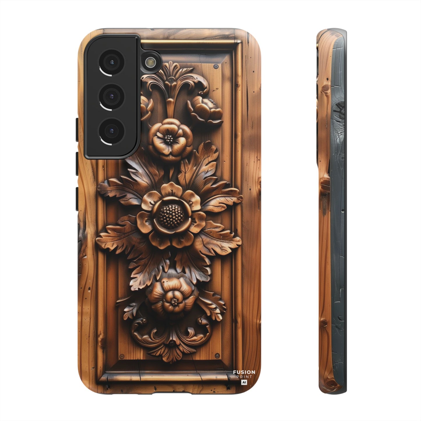 Floret Wood Carving Phone Case