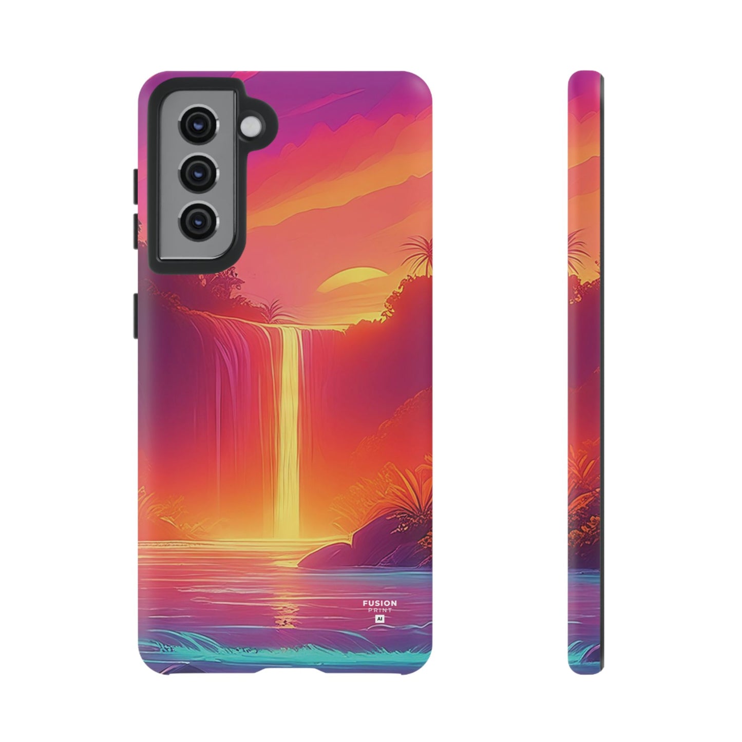 Synth-Wave Waterfall Sunrise Phone Case